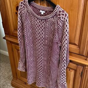 Signature Burgundy and Cream Cable Knit Sweater